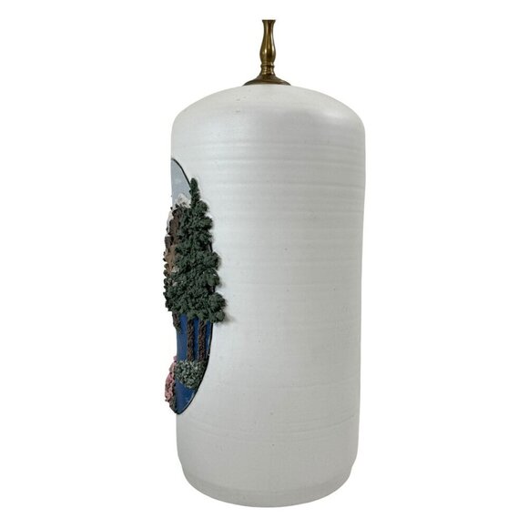 Vintage 3D Sculpture Snow and Mountain Table Lamp Rare Find 26" Tall - Picture 6 of 16